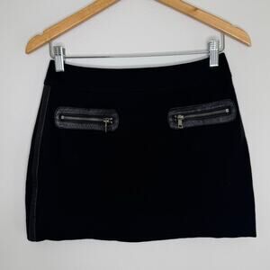 Cynthia Steffe Black Mini Skirt Faux Leather Trim size 0